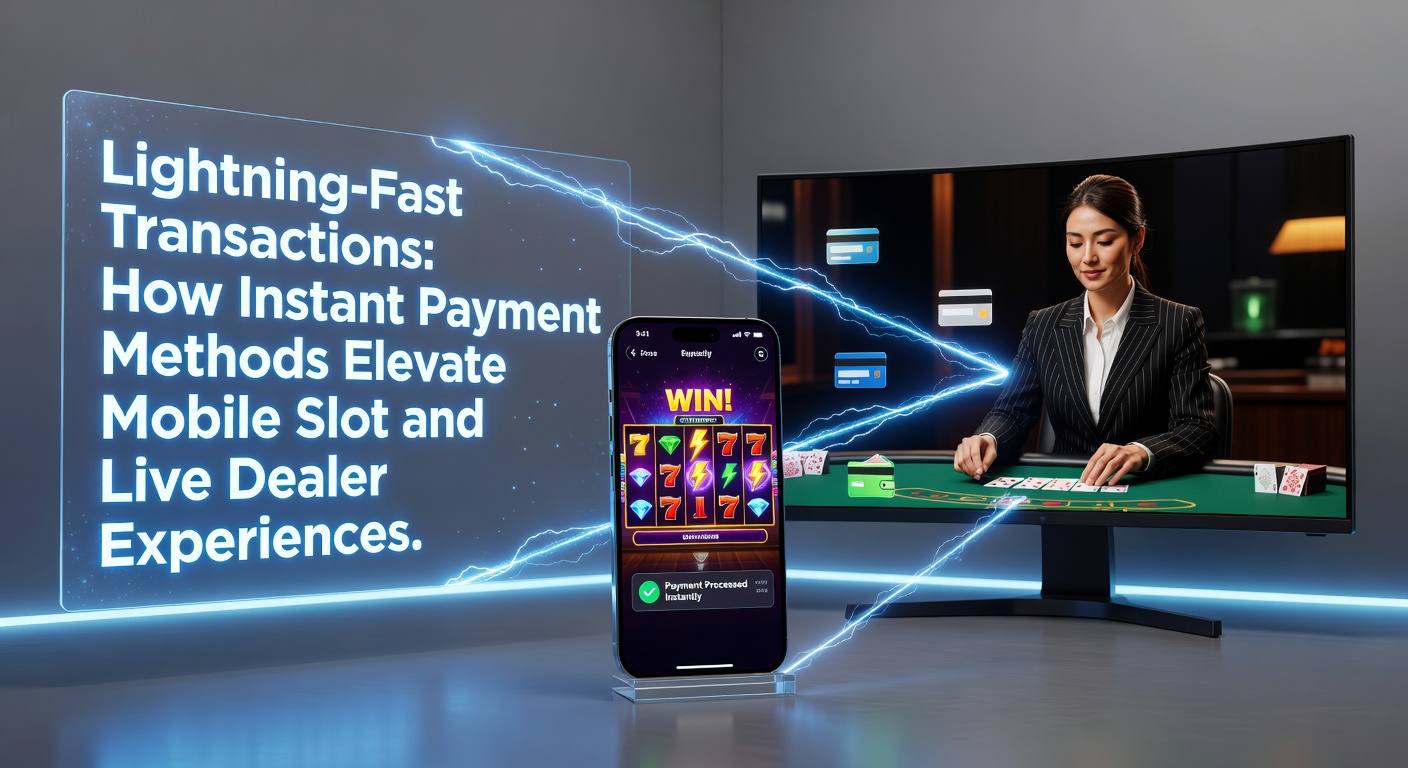 Live-Dealer-Tisch auf Smartphone-Bildschirm mit Instant-Zahlungs-Icons und Uhrzeigern, die Echtzeit-Transaktionen symbolisieren